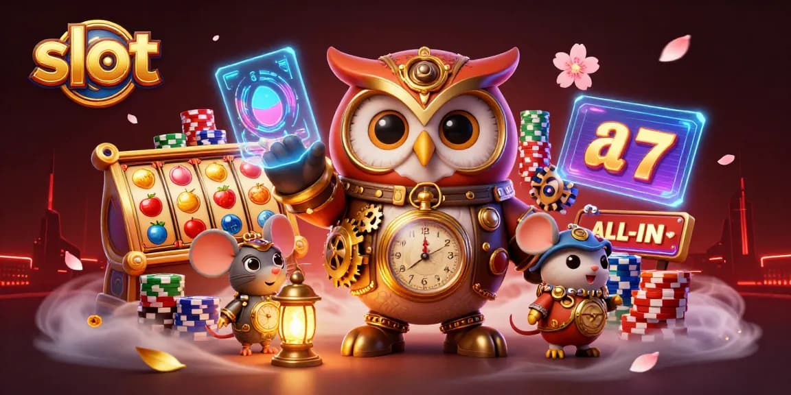 Engage with the vibrant slot scene, featuring colorful reels and rich casino elements.