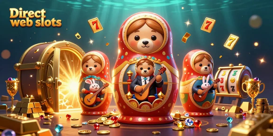 Spin the reels of Direct web slots, showcasing a vibrant scene with character bears and dazzling treasures.