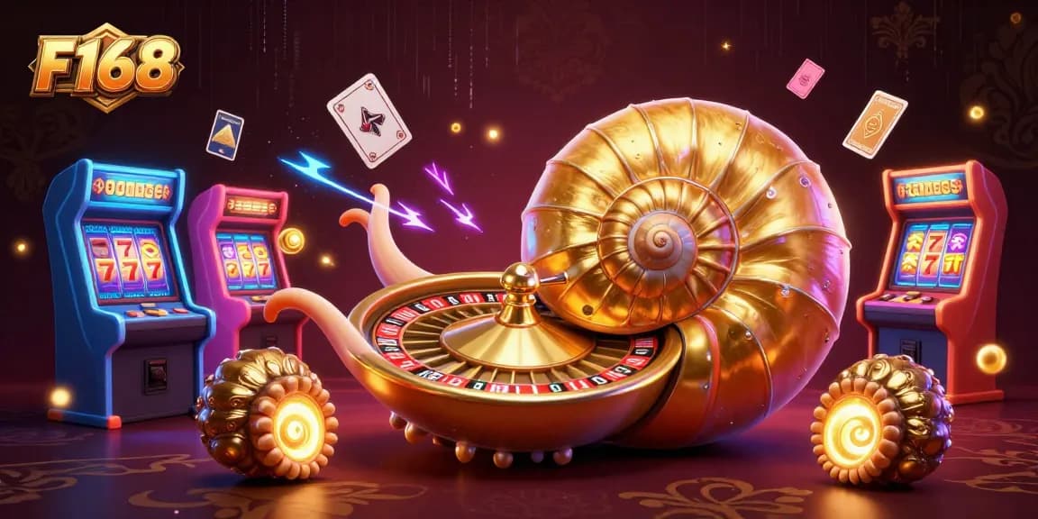 F168 engages players with thrilling jackpot action and vibrant gaming elements in a colorful casino scene.