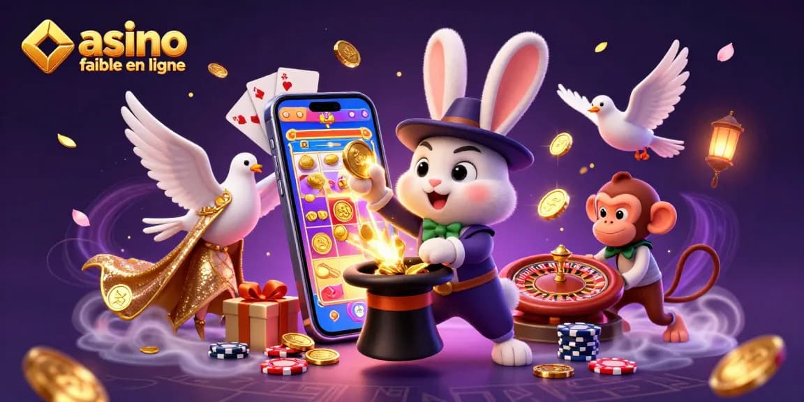 Engage with casino fiable en ligne through a playful illustration showcasing a magician rabbit and casino elements.