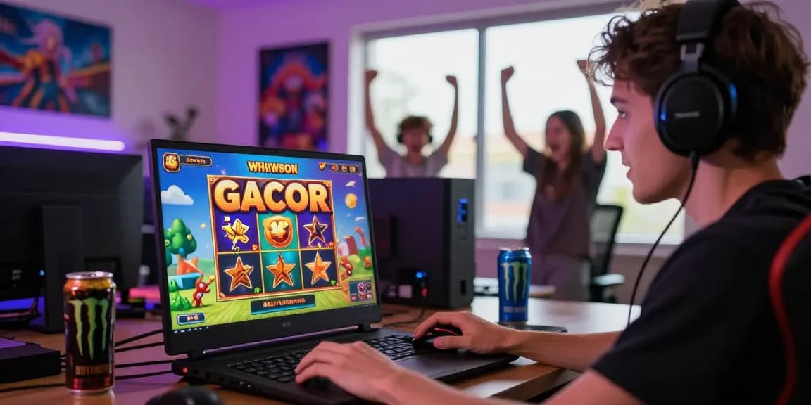 Pengalaman bermain slot gacor di laptop dengan grafik menarik dan suasana ceria.