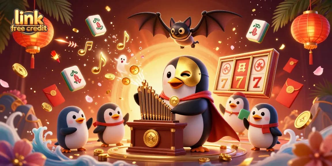 Experience the excitement of link free credit with vibrant casino illustrations featuring lucky symbols and engaging characters.