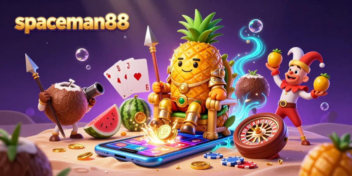 Engage with spaceman88 slots as the golden pineapple king rules the beach casino.