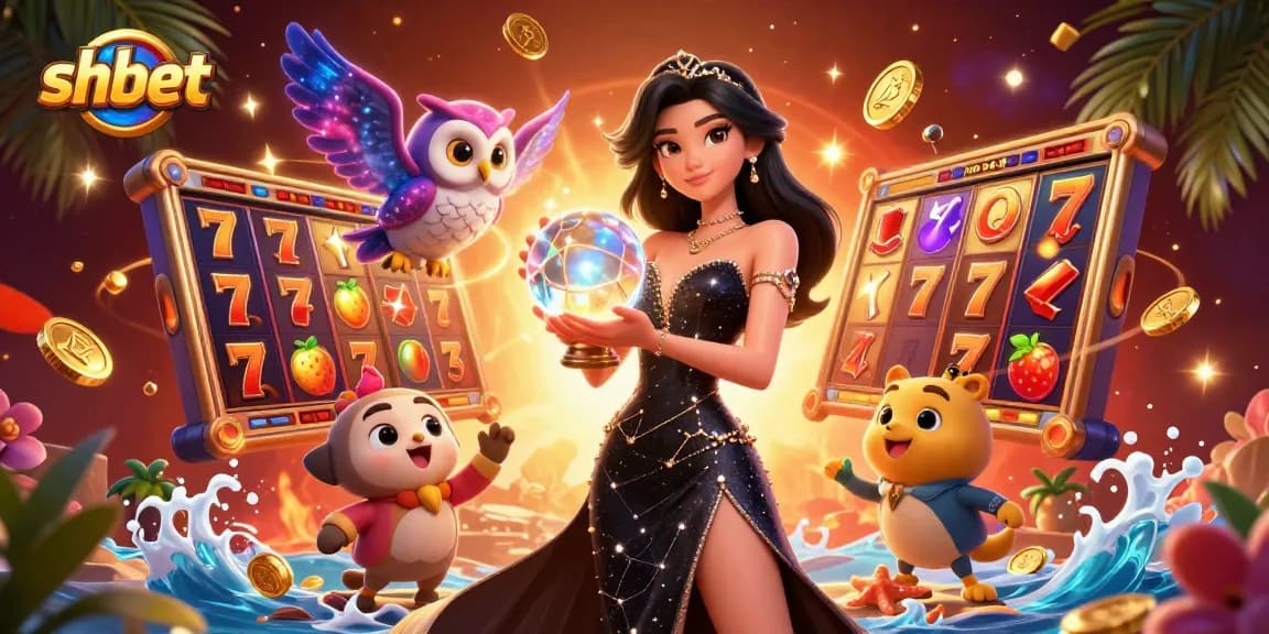 Engage with shbet's vibrant casino atmosphere featuring captivating slot reels and a stunning lady.