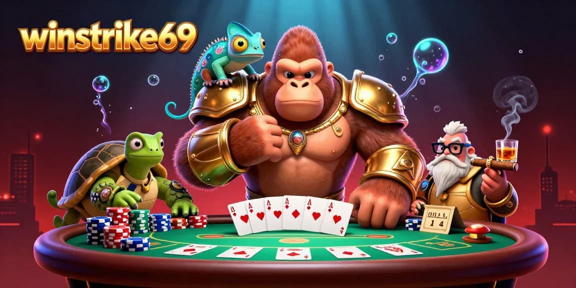 winstrike69 engages in epic poker battle with gorilla king and chameleon, proving kings can play