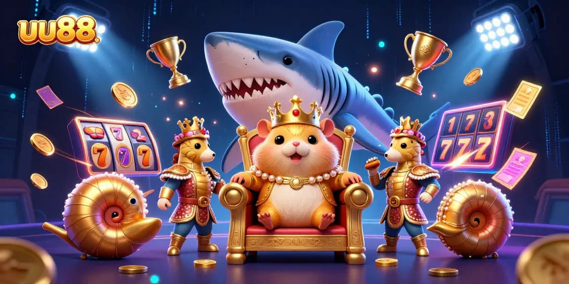 Win big with uu88's exciting jackpot slots featured in a vibrant casino illustration.