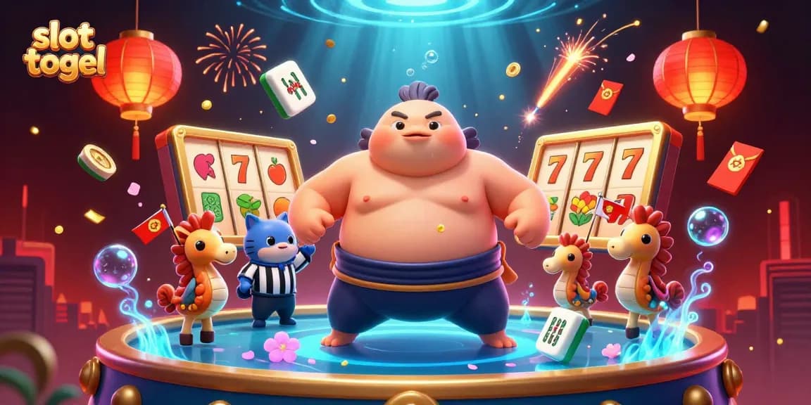 Engage in exciting slot togel gameplay with a lively underwater scene featuring a sumo fugu and vibrant game elements.