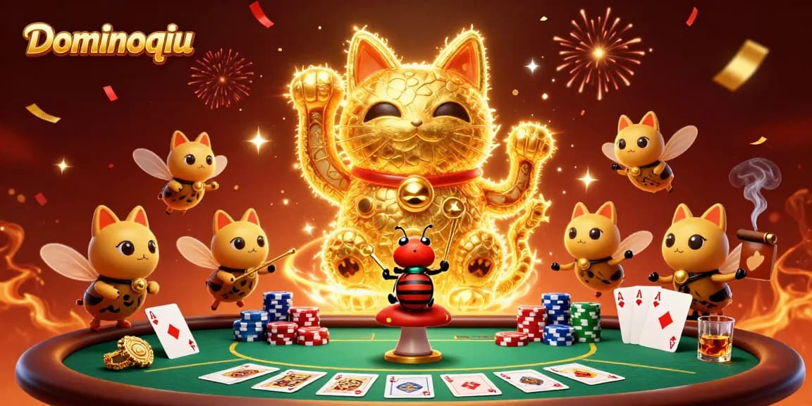 Engage in thrilling bets with Dominoqiu's hosted gaming experience and its vibrant illustration.