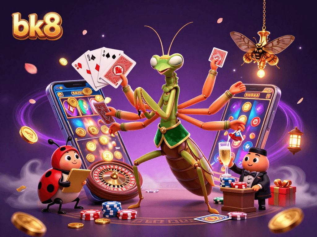 Engage in thrilling games at bk8 while a giant praying mantis dealer shakes up the action!