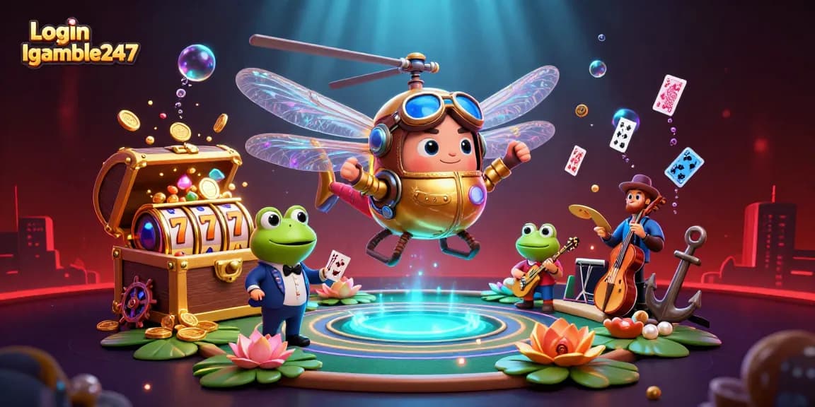 Play exciting casino games at Login Igamble247 with this vibrant 3D illustration of thrilling action!