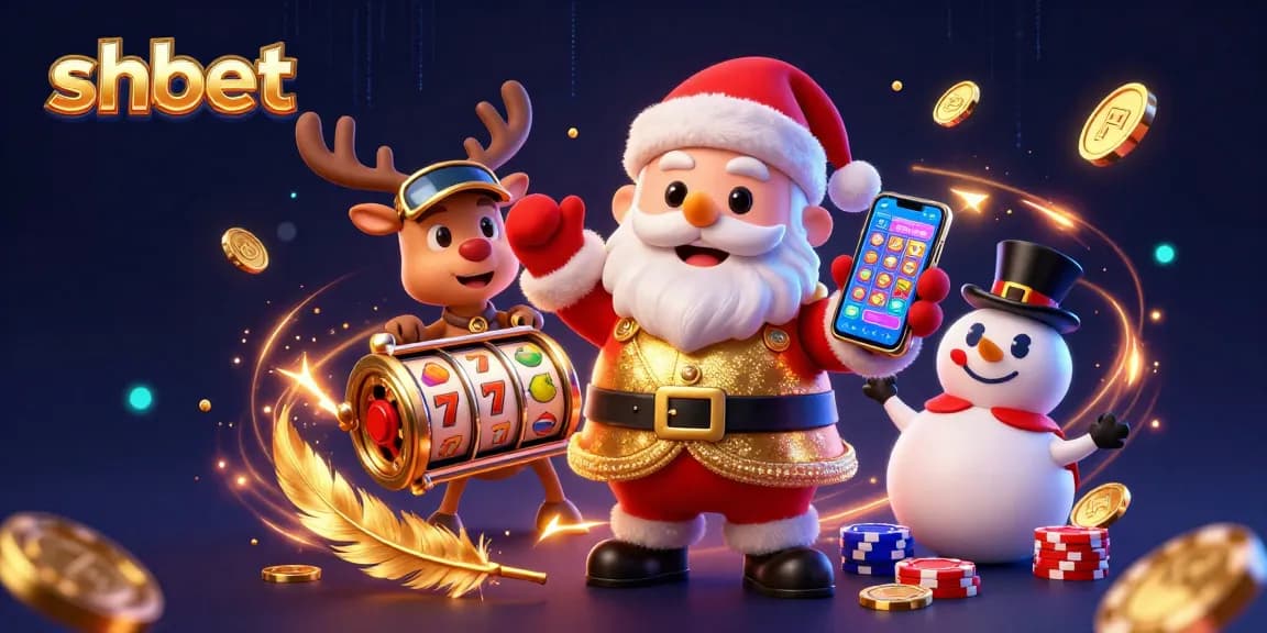 Spin the reels with shbet in a vibrant casino scene featuring festive characters and jackpots.