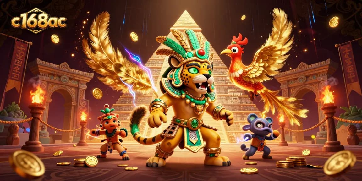 Experience the thrilling vibes of c168ac with a vibrant casino-inspired scene filled with Mayan and gaming elements.