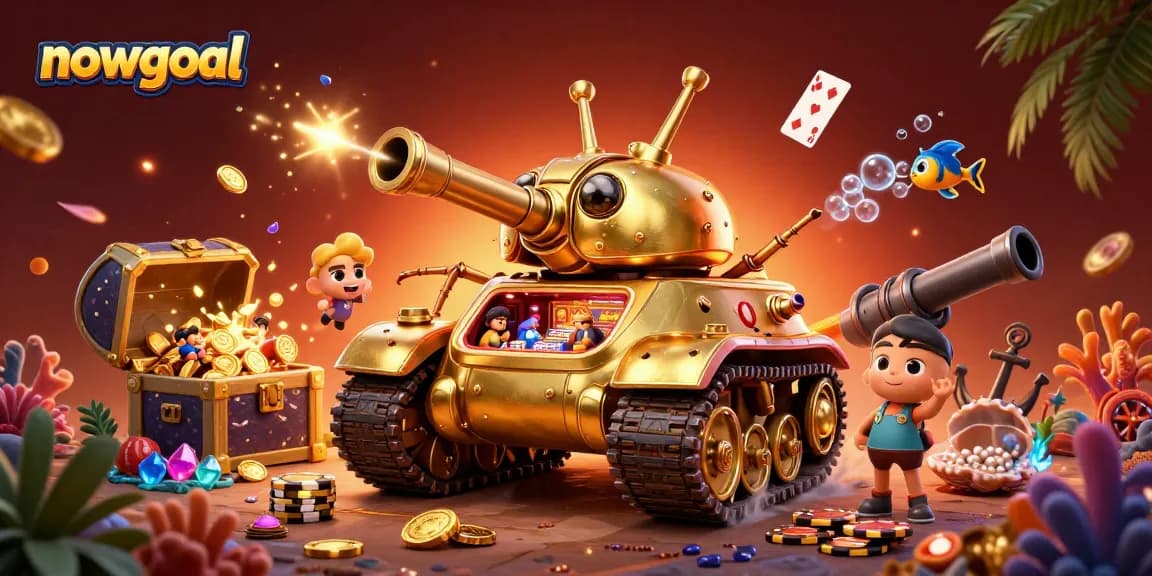 Track live football scores on nowgoal with vibrant 3D casino illustration full of dynamic game elements.