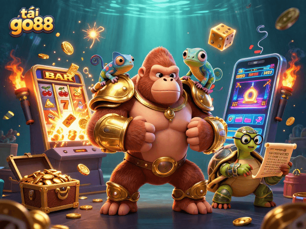 Experience the excitement of tải go88 with a charismatic gorilla king and thrilling casino elements!