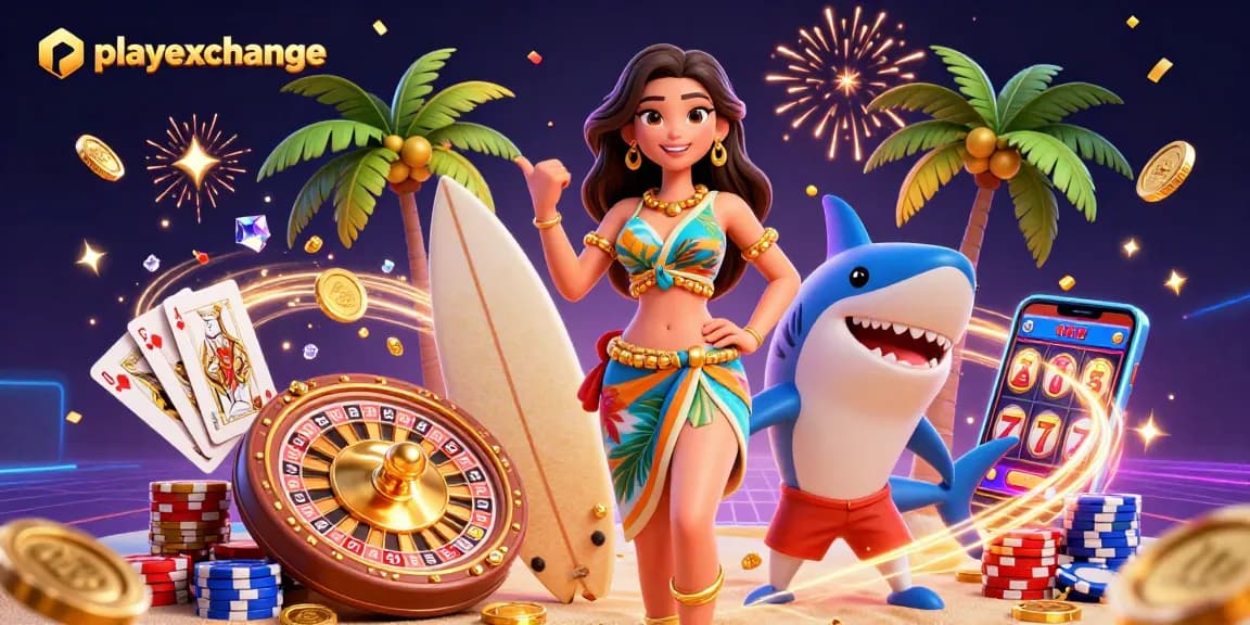Playexchange highlights thrilling casino adventures with stunning visuals of gaming excitement.