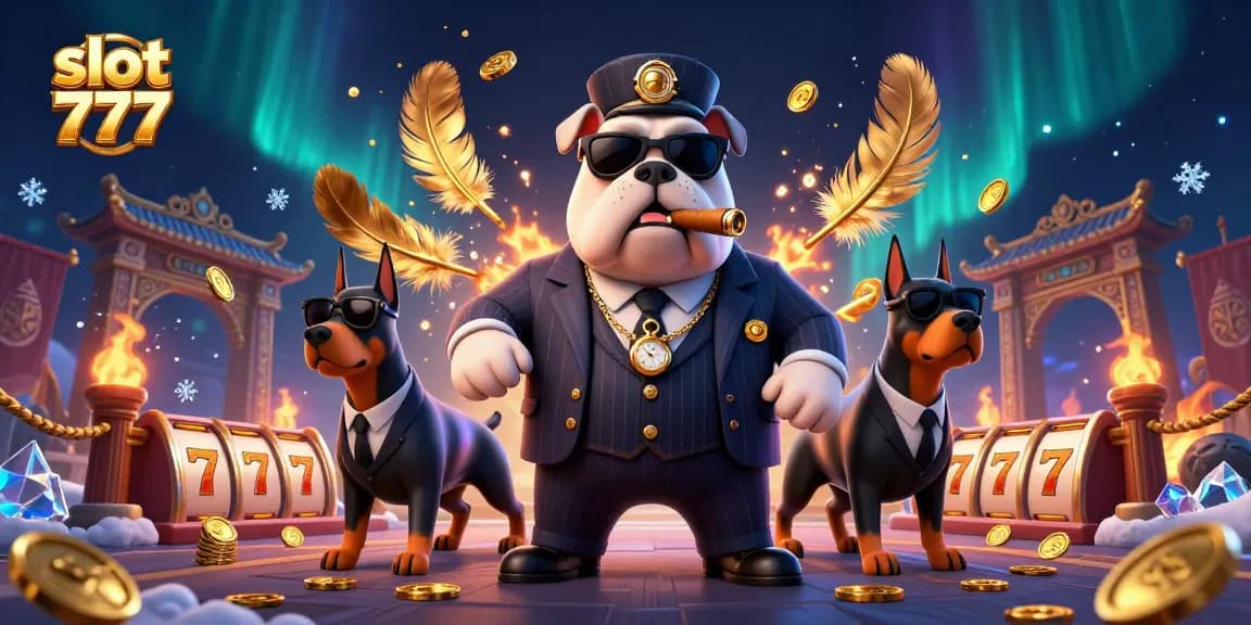Engage with the excitement of slot 777 through this dynamic casino scene featuring cartoon mafia characters and thrilling game elements.