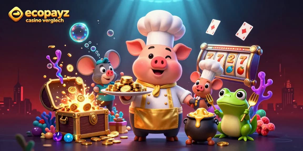 Join the ecoPayz Casino Vergleich with vibrant 3D characters celebrating riches in an engaging casino setting.
