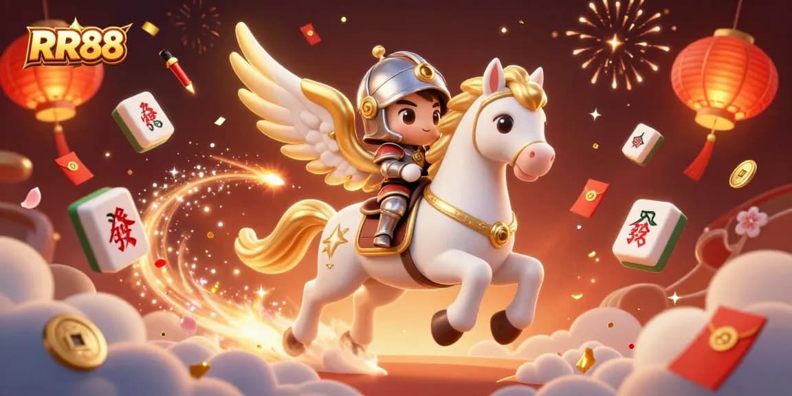 Experience thrilling gameplay at RR88 with a celestial knight and vibrant casino elements.