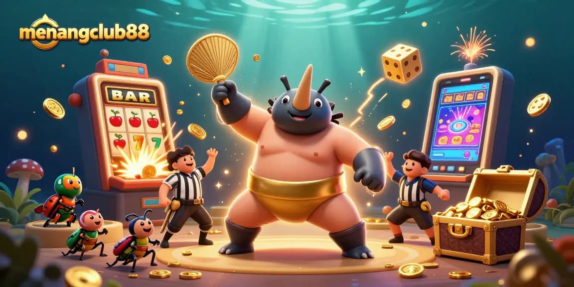 Win big with menangclub88 at an action-packed online casino featuring animated characters and vibrant game visuals.