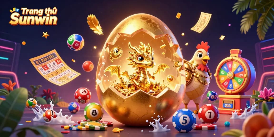 Spin the game at Trang chủ Sunwin with a dynamic 3D illustration of a golden egg revealing winning potential.