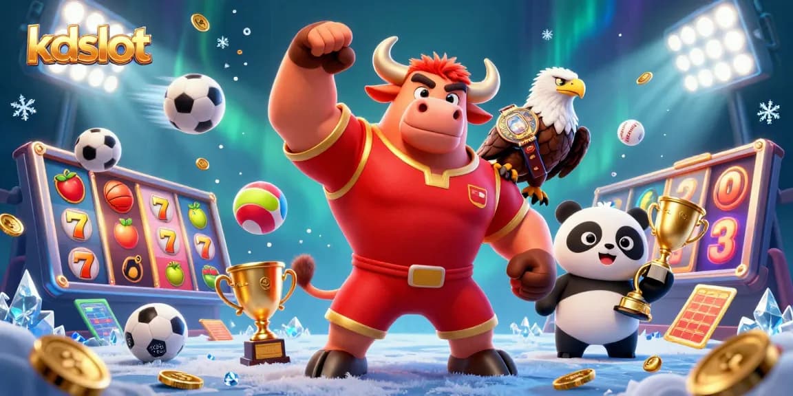 Engage with exciting kdslot gaming, featuring dynamic characters and slot elements in a vibrant casino scene.