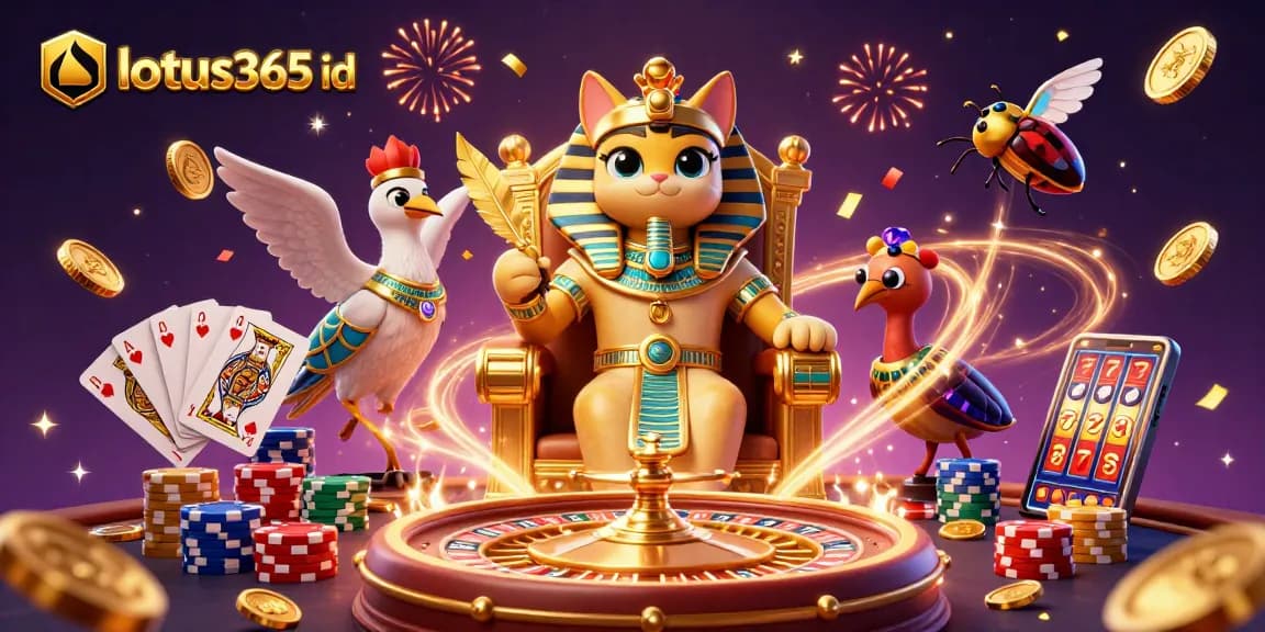Experience thrilling wins with lotus365 id in an exciting casino-themed illustration featuring a pharaoh cat.
