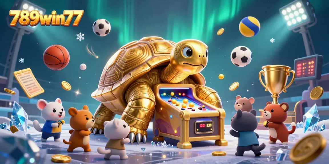 Experience thrilling games at 789win77, featuring a lively 3D casino atmosphere with an interactive pinball tortoise.