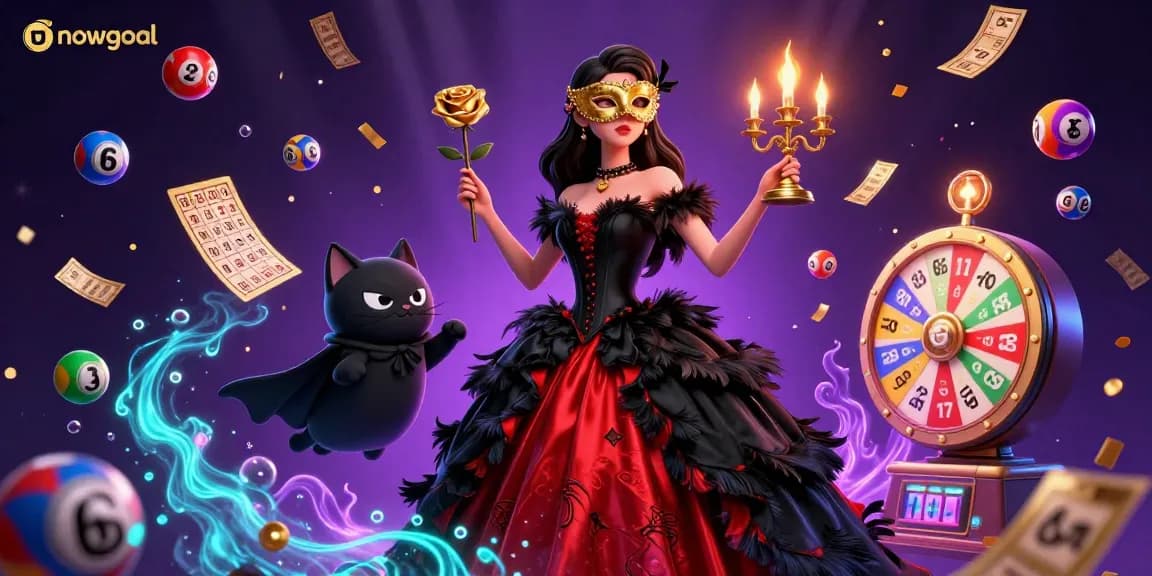 Engage with nowgoal's vibrant lottery scene, showcasing dynamic balls and golden ticket excitement.