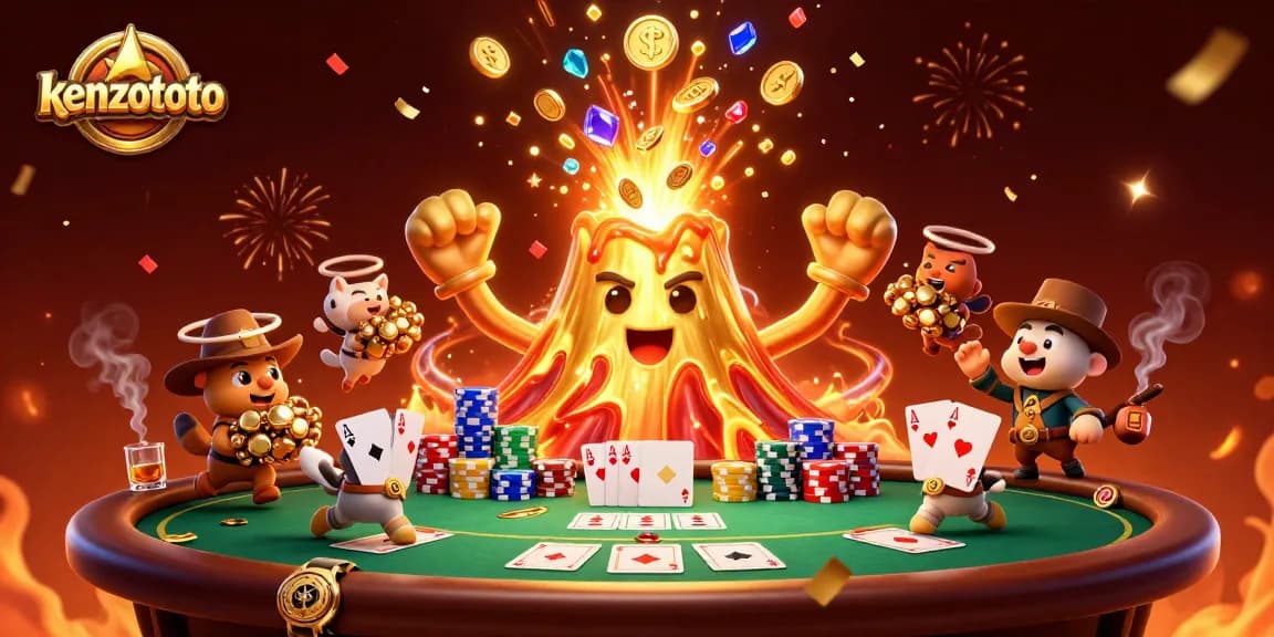 Win big with kenzototo in this vibrant casino scene filled with treasures and gaming excitement