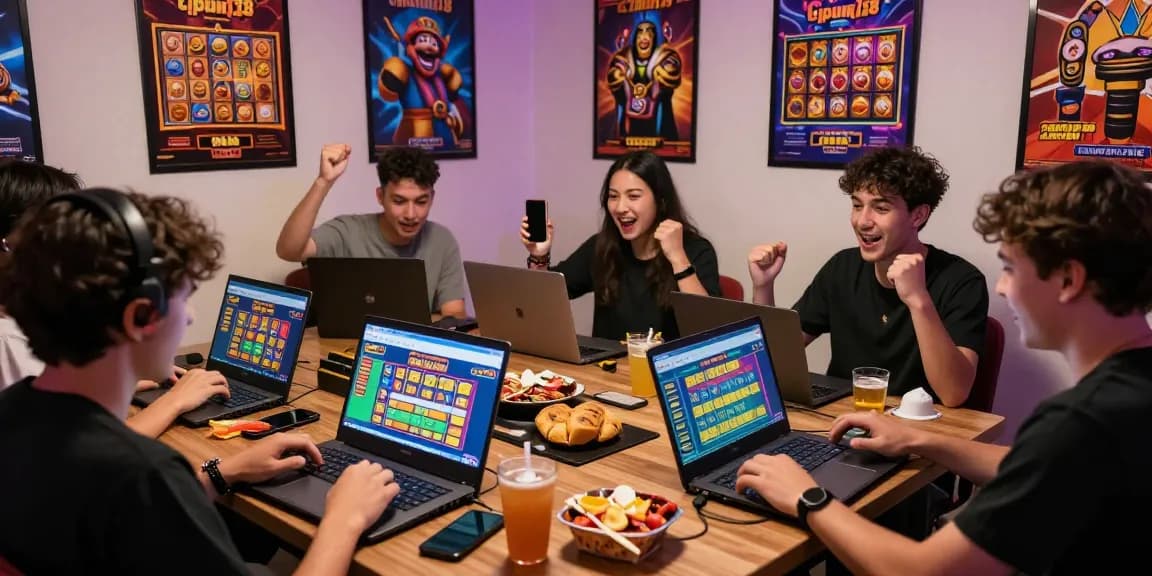 Pengalaman bermain Cipung138 dengan pemain bersorak dan perangkat modern di café slot online yang nyaman.