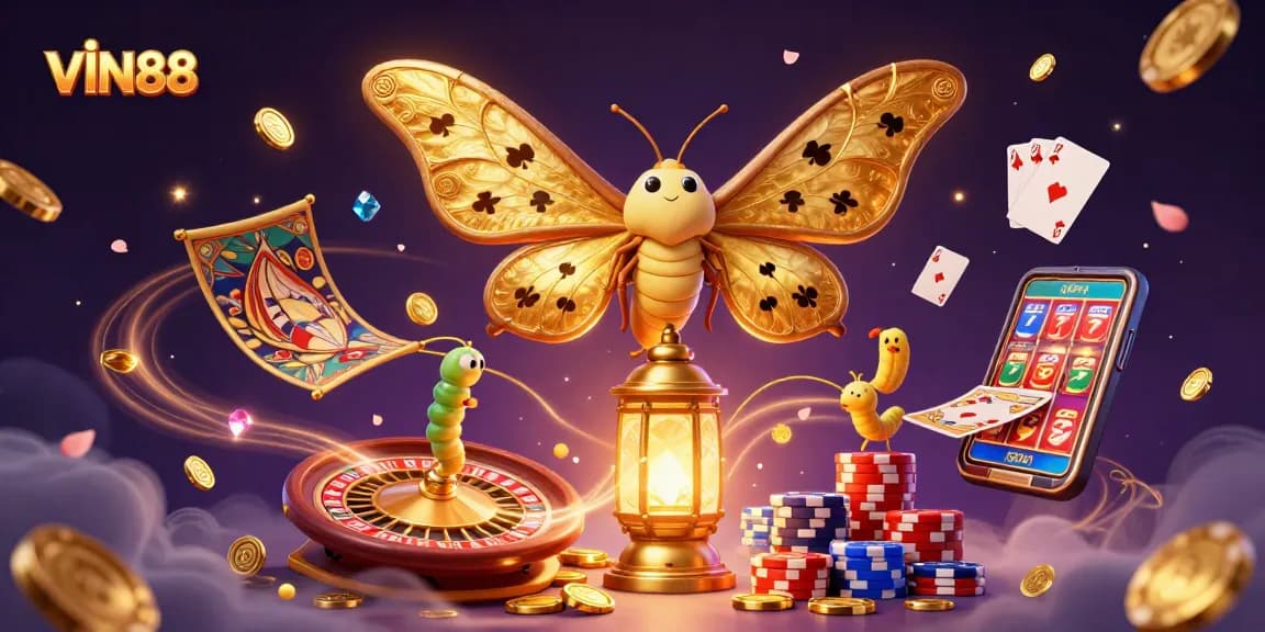Experience the excitement of VIN88 with a vibrant casino scene featuring rich graphics and dynamic elements.