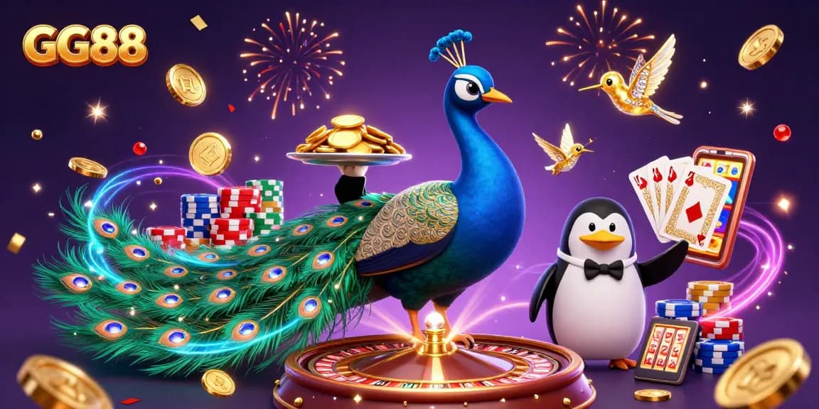 Experience GG88 action with a vibrant 3D casino illustration of winning moments.