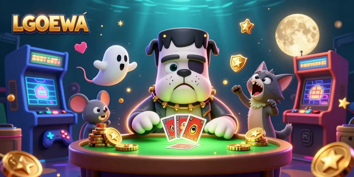 Join LGODEWA for high-stakes card dealing in a vibrant casino atmosphere with interactive gaming elements.