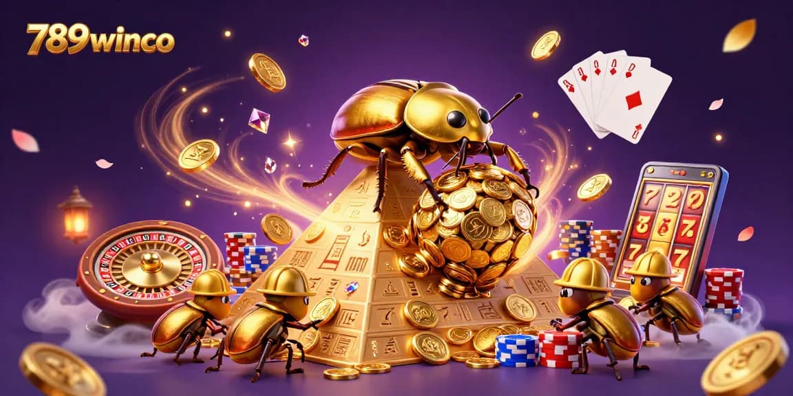 Experience thrilling casino adventures with 789winco's dynamic golden beetles and coin treasures.