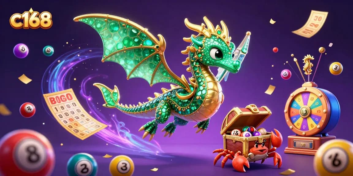 Engage with c168 in vibrant casino action featuring a magical sea dragon and colorful lottery elements.