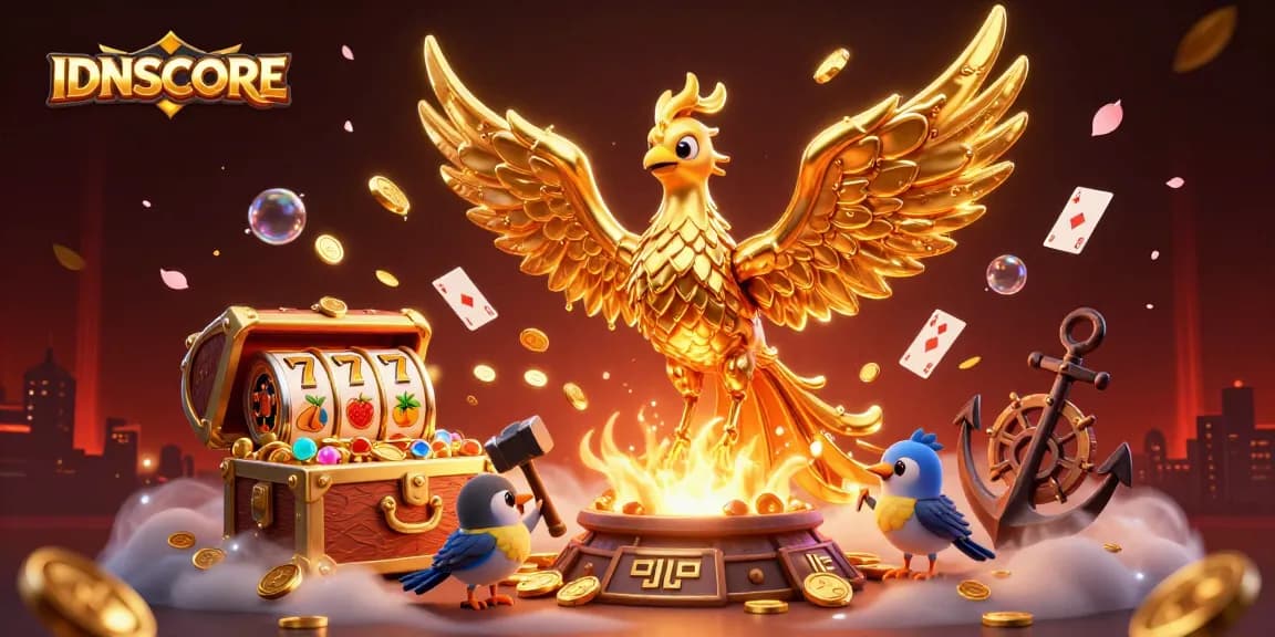 IDNSCORE phoenix emerging as players spin exciting slots for big wins in a captivating casino atmosphere