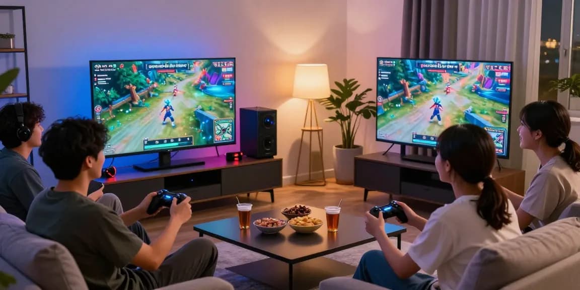 Exciting game bài đổi thưởng session in a lively social setting with friends playing online.