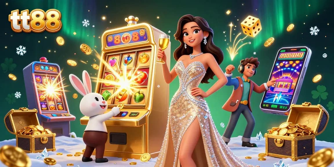 Experience the thrill of tt88 with a stunning casino scene including jackpots and vibrant game elements.
