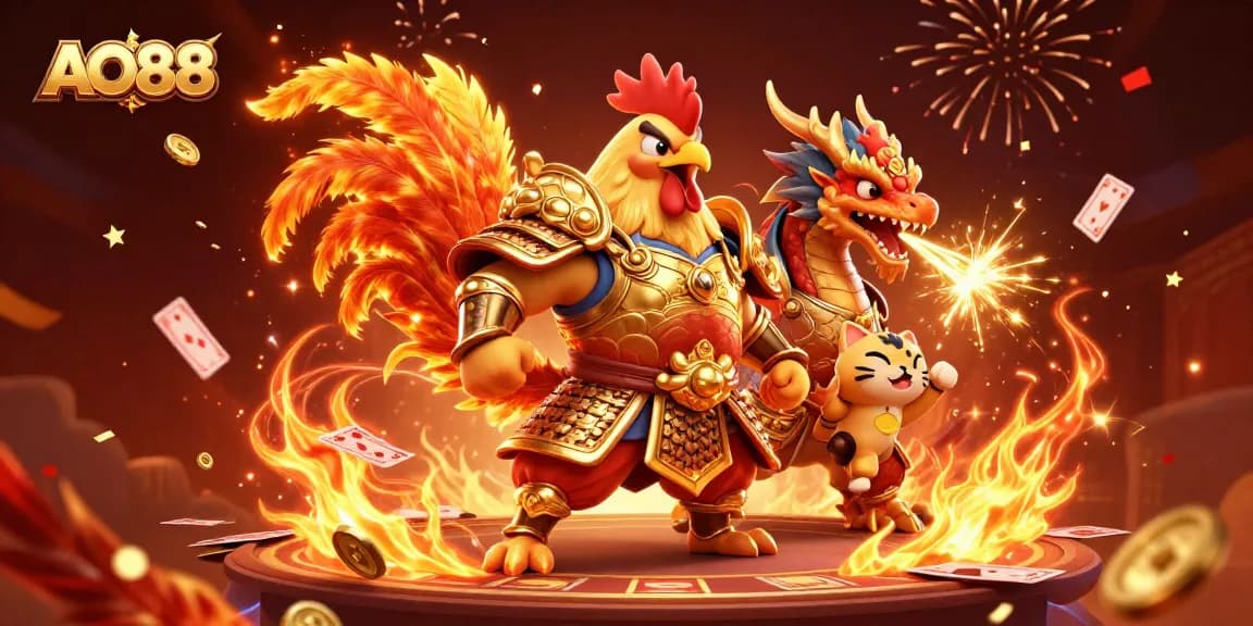 Bet on exciting action with AO88 at the elite fighting arena showcasing rooster warriors.