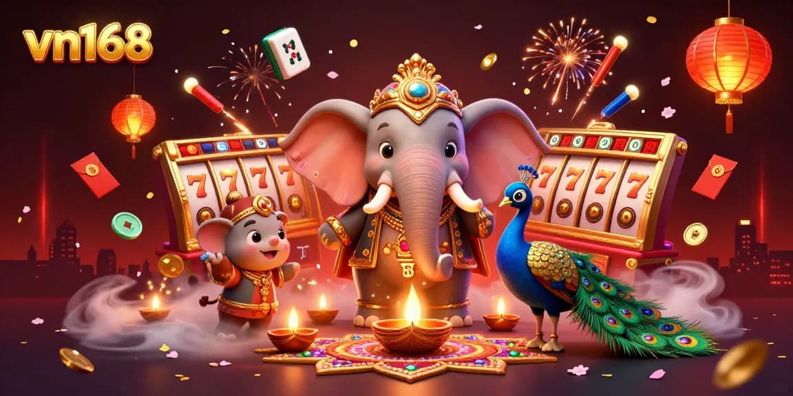 Experience engaging gameplay at vn168 with colorful slots, dynamic characters, and festive elements.
