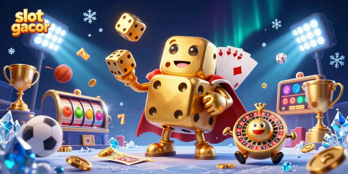 Experience thrilling slot gacor action with a vibrant 3D casino illustration showcasing dynamic game elements.