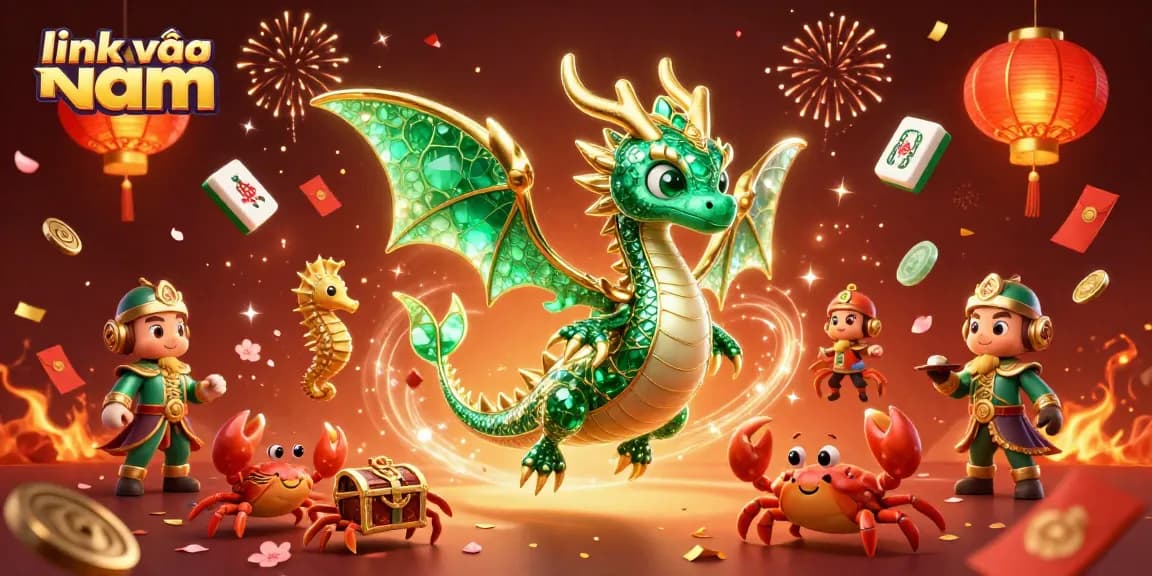 Experience the excitement of link vào vmax with vibrant 3D casino elements and characters in a dynamic scene.