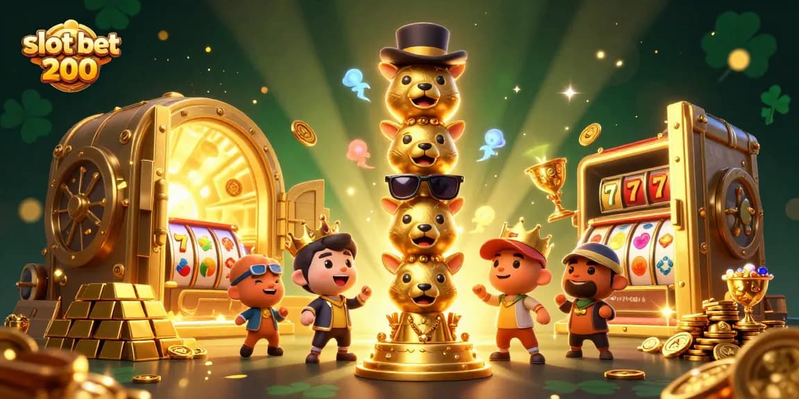 Experience the excitement of slot bet 200 with a vibrant, dynamic 3D casino scene.