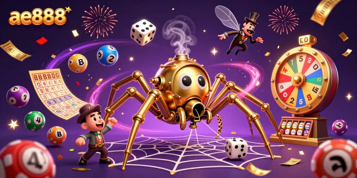 Bet big with ae888's exciting golden spider web of casino games and prizes.