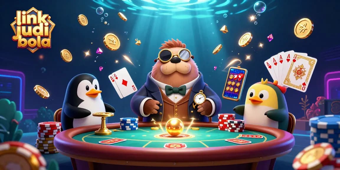 Engage in link judi bola while enjoying a vibrant underwater poker scene with unique characters.