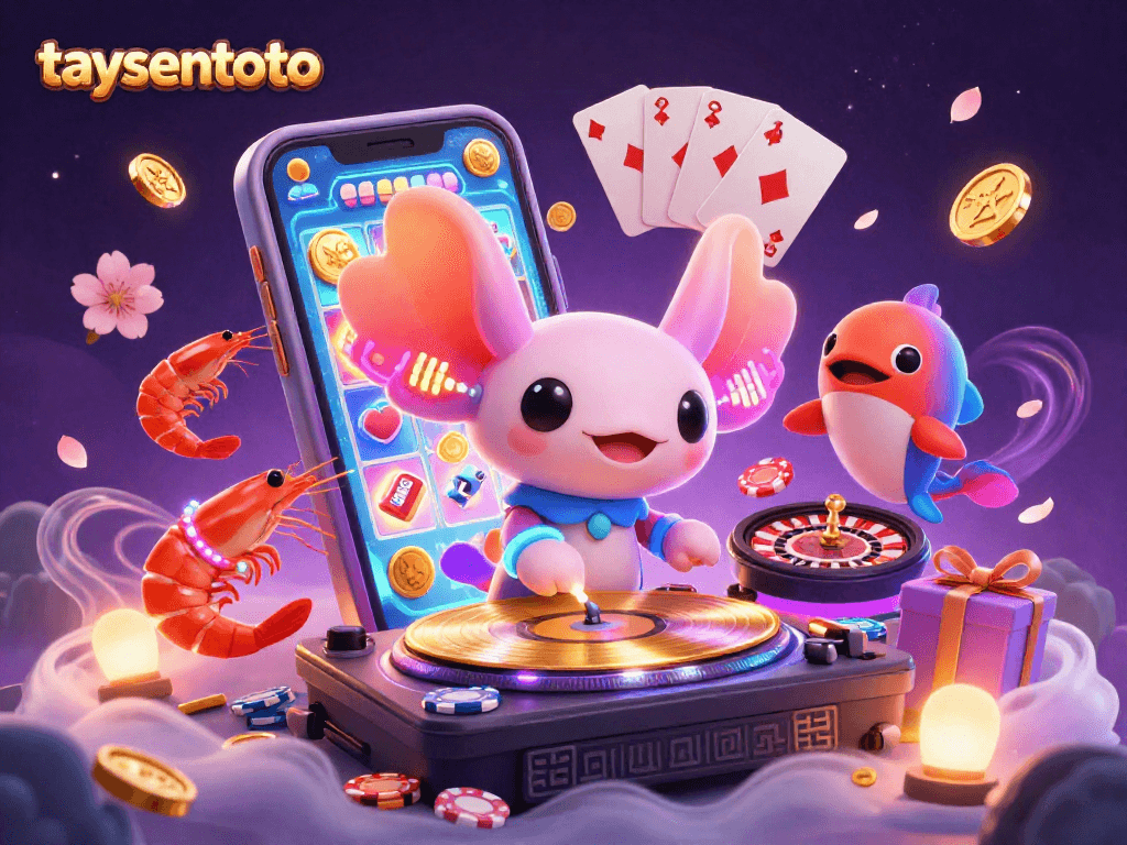 Experience thrilling gaming action with taysentoto in a vibrant underwater casino scene, featuring a DJ and dynamic characters.