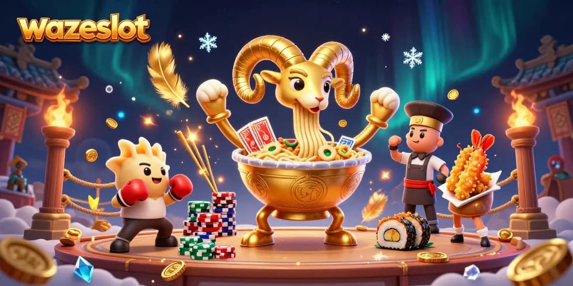 Spin the reels with wazeslot's vibrant characters and dynamic casino elements in a captivating 3D scene.