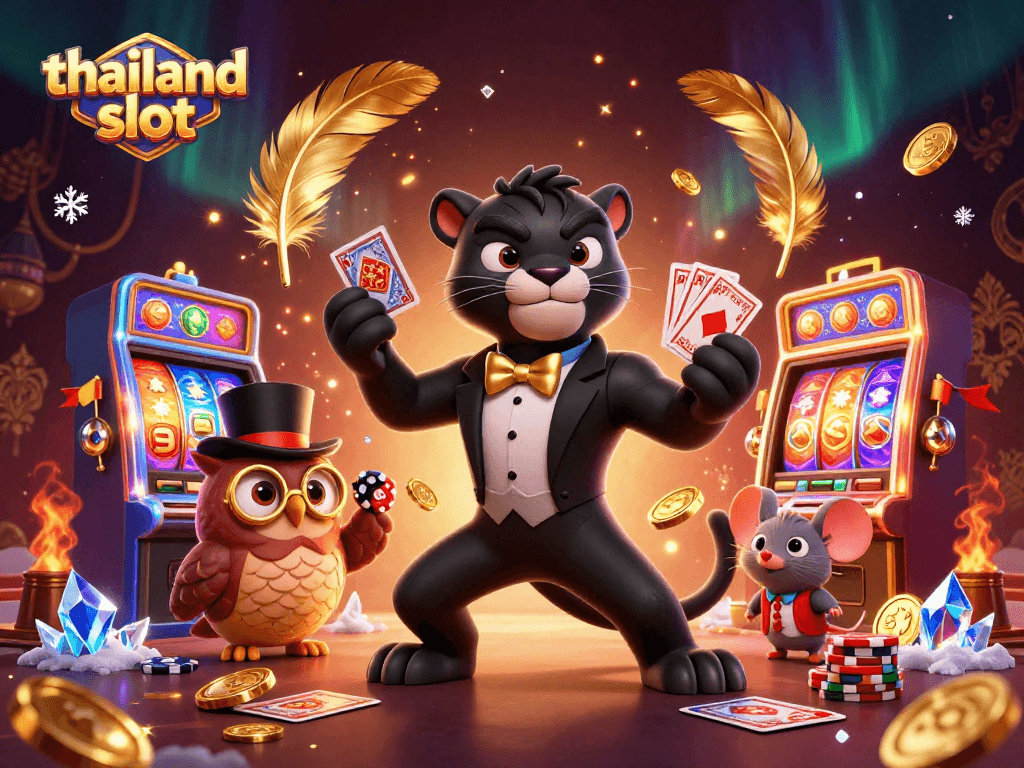 Experience thrilling gameplay with thailand slot in a vibrant 3D casino scene featuring unique characters.