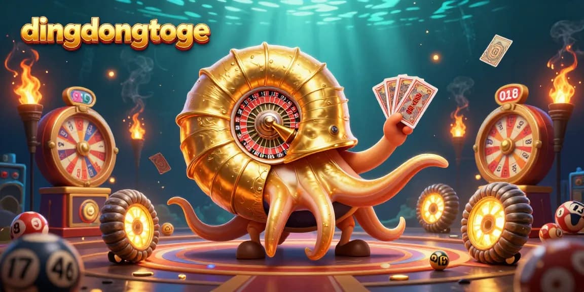 Dive into the excitement of dingdongtoge with vibrant lottery elements, a glowing nautilus, and dynamic gaming action.