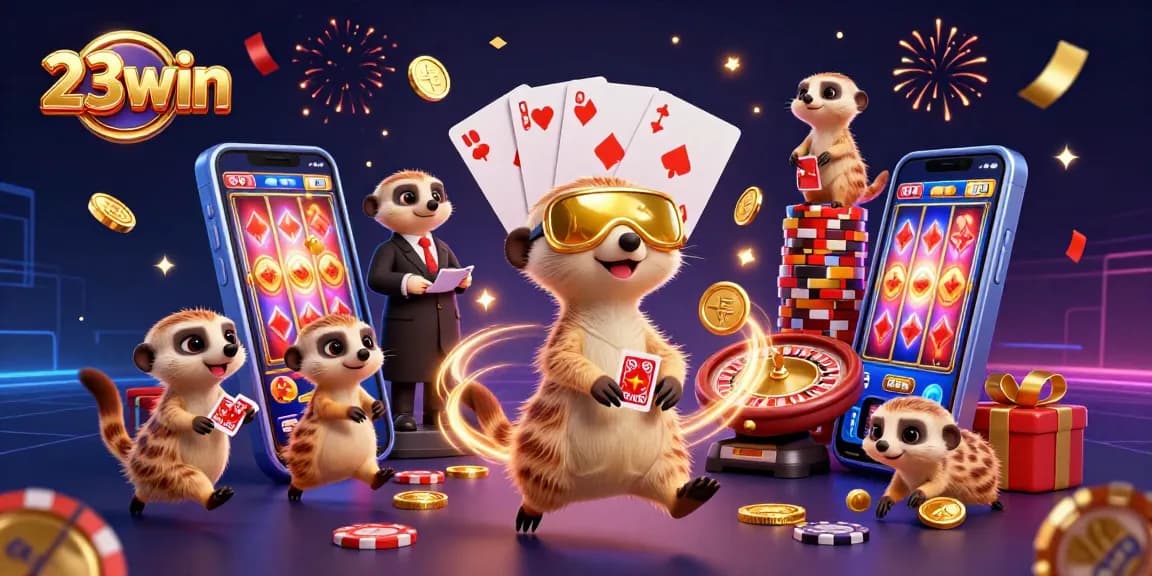 Experience the excitement of 23win with meerkats running a fun casino operation.